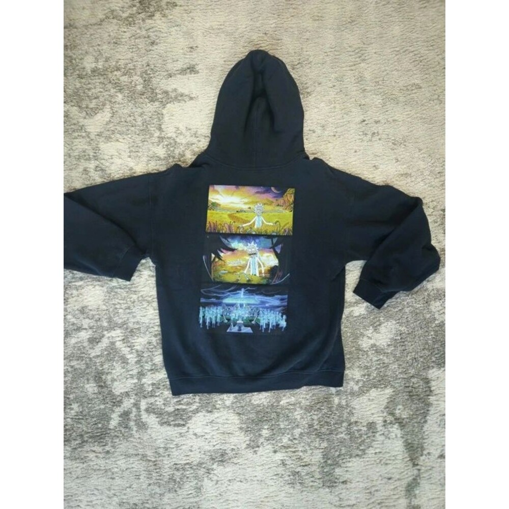 Adult Swim Rick and Morty Size Large Sweatshirt Cartoon Network Black Hoodie